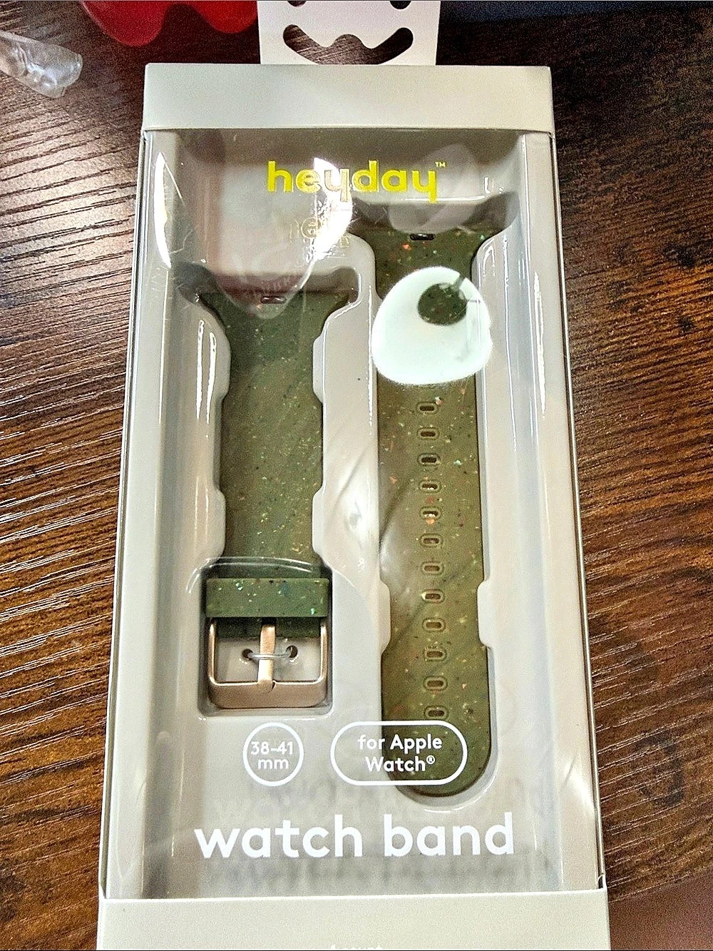 heyday Olive Green Speckled Silicone Apple Watch Band with Rose Gold Buckle